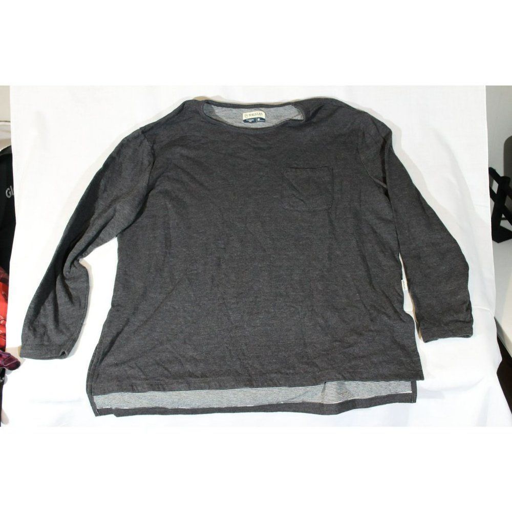 Magellan Outdoors Classic Fit 1X Women's Grey Longsleeve Tunic Tshirt Split Side